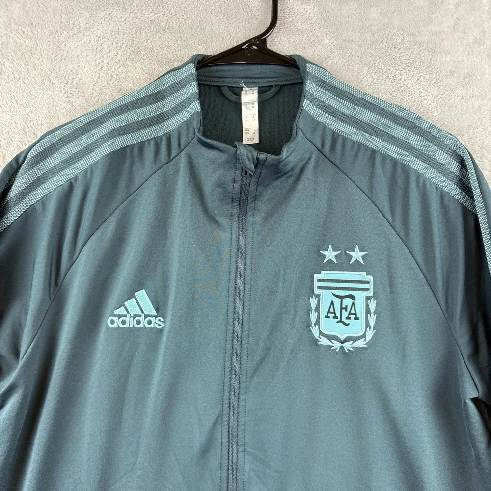 Argentina Soccer Track Jacket Mens Medium Teal Blue Full Zip AFA Crest Adidas